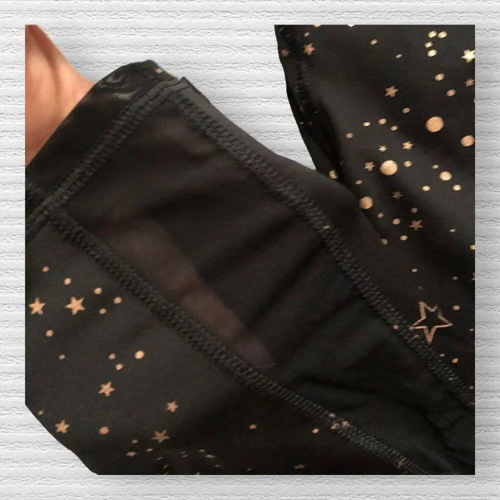 Old Navy Active Girls  XL 14-16 Leggings Black Outter Space Gold